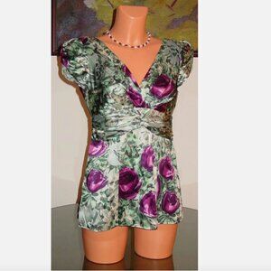 Nanette Lepore NWT KISS ME Silk Top, Sea/Blue